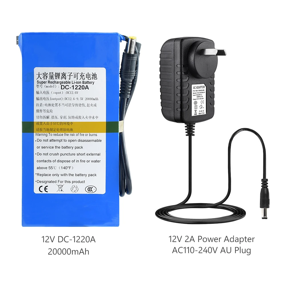 DC 12 V 4800-20000mAh перезаряжаемый литий-ионный аккумулятор блок питания с переключателем AU разъем для камеры видеонаблюдения видеокамеры КПК - Цвет: DC-1220A AU charger