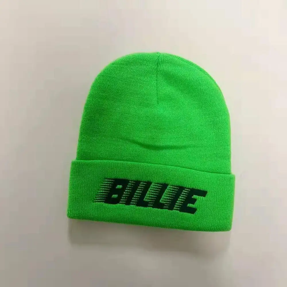 Новая Шапка-бини Billie Eilish, повседневные хлопковые зимние головные уборы с вышивкой, однотонные вязаные шапки-бини для мужчин и женщин