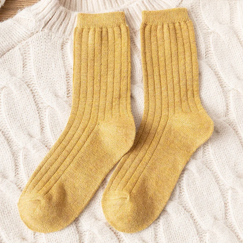 Бренд GREENYU, новая модель, хлопок, сплошной цвет, MoreThick, женские носки, зимние теплые дышащие хлопковые носки, впитывающие пот носки для женщин - Цвет: SCK002-4E
