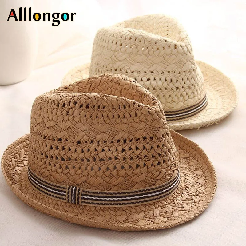 Летние соломенная шляпа Панама для мужчин ковбойские шапки Твердые Детские для женщин унисекс пляжные кепки Защита от солнца