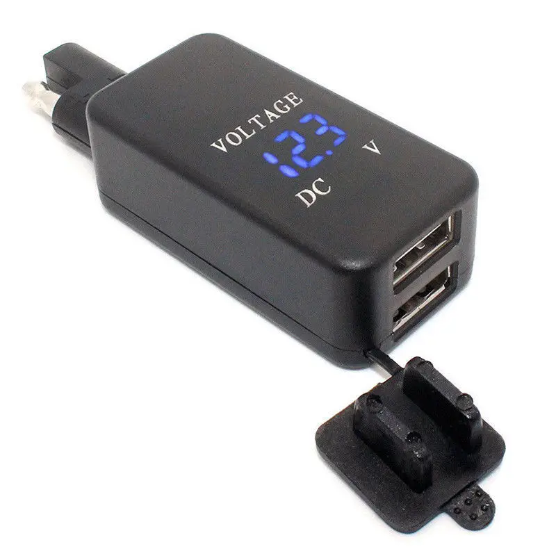1 шт., мотоциклетный SAE-Dual USB Кабель-адаптер, зарядное устройство для телефона с синим светодиодный вольтметр для мобильного телефона, gps зарядка