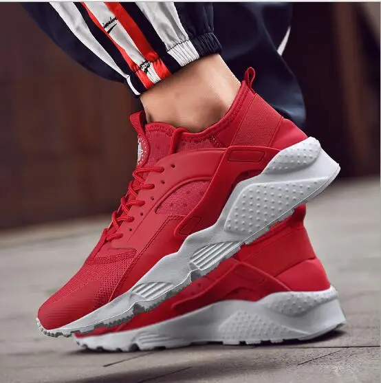 Мужская обувь большого размера классическая белая сетчатая легкая спортивная мужская обувь для бега 36-47 - Цвет: Красный