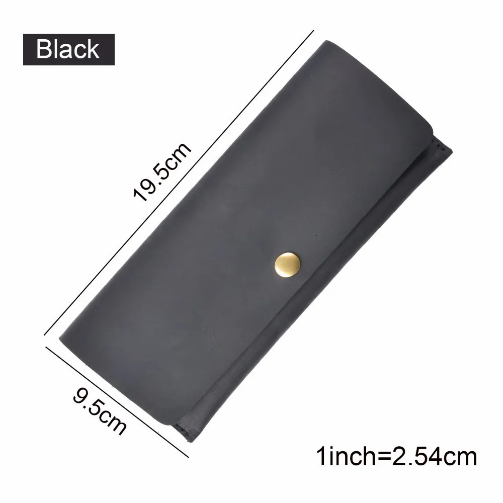 50 pieces / lot 19.5x9.5 cm Genuine Leather Long Wallet Men Bifold Men Wallet Vintage ID Card Holder Purse For Male Gifts - Цвет: Black