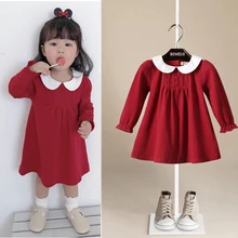 Милое красное платье для девочек, детские костюмы для вечеринки в честь Дня Рождения, хлопковая повседневная детская одежда для детского сада, детские топы для девочек