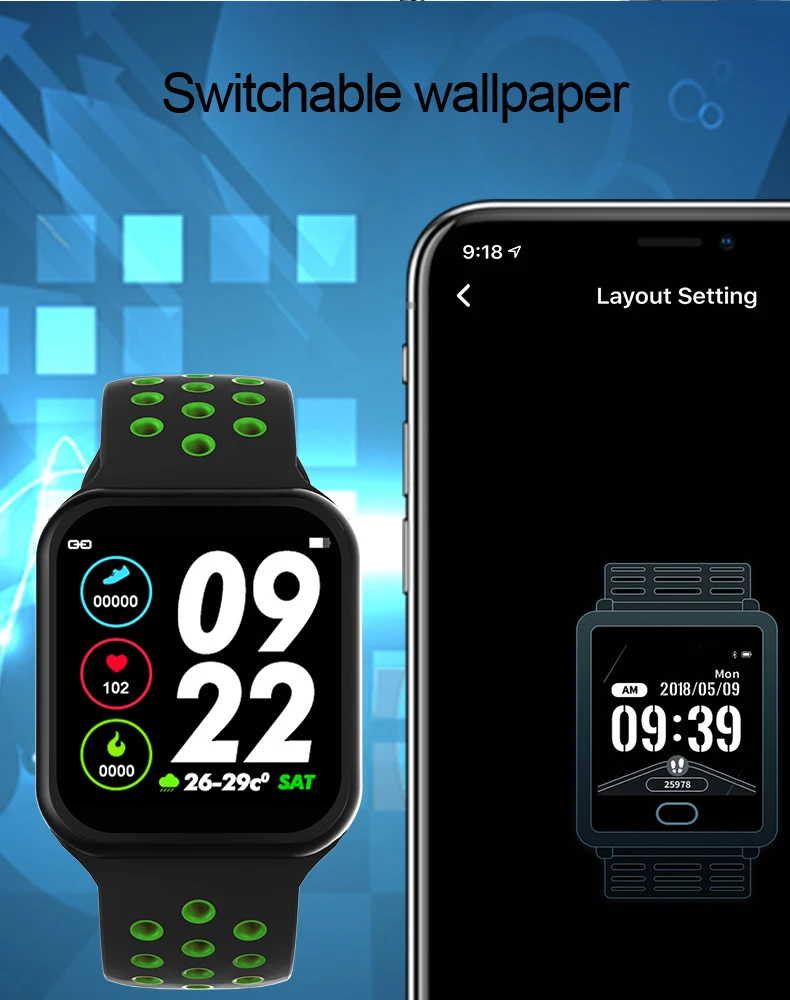 Умные часы F9, IP67, водонепроницаемые, 15 дней в режиме ожидания, пульсометр, кровяное давление, умные часы, Поддержка IOS Android PK s226