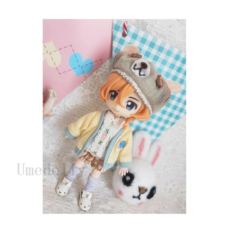 4 шт./компл. Obitsu 11 кукла милый медведь шляпа+ кардиган+ жилет+ шорты костюм для OB11, GSC аксессуары для кукол