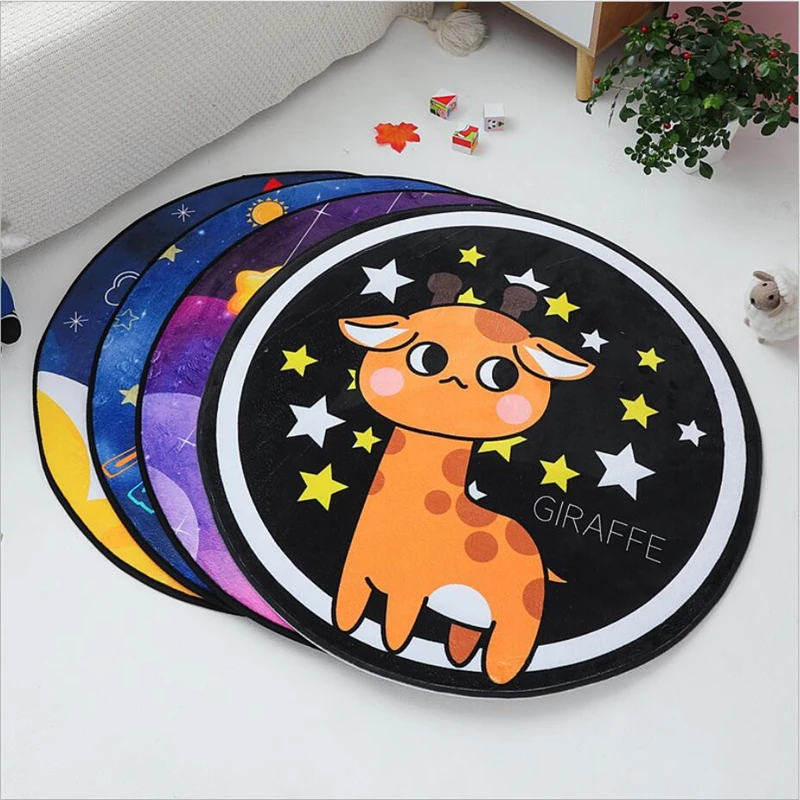 Cute Carpets For Living Room Non-slip Bedroom Decoration Round Cartoon Rug Door Coffee Table Baby Floor Mat | Дом и сад
