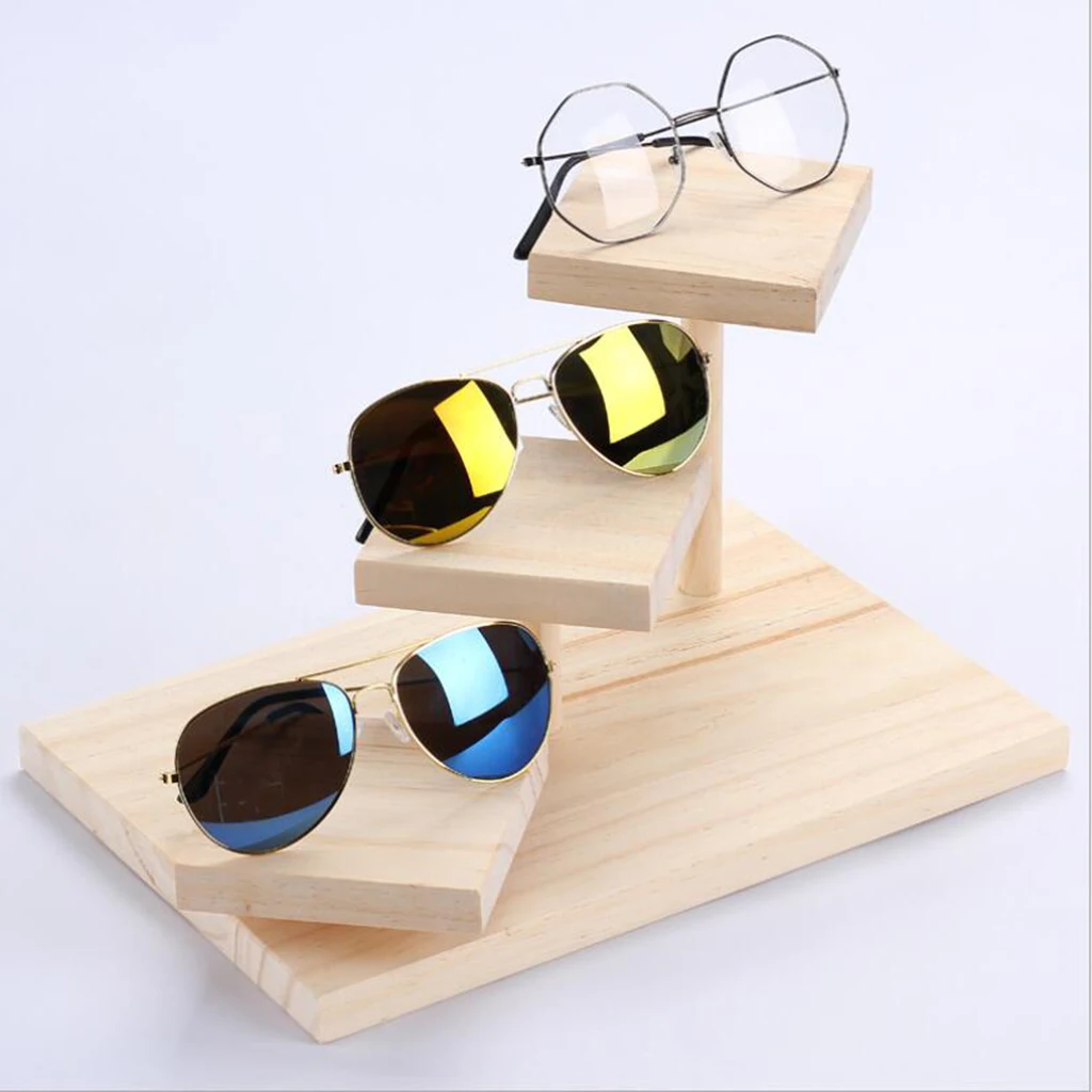 Sunglasses Rack Glasses Wooden 3-tier Display Retail Store Show Stand Holder