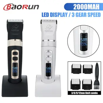

Baorun Pet Cat Dog Hair Trimmer Clipper LCD Screen Pet Grooming 5 Speed Electric Rechargeable Pet Supplies Haircut Machine