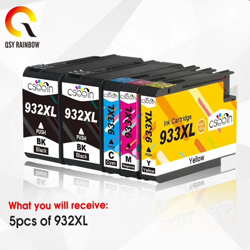 

5PCS 932XL 933 for HP932 933XL replacement Ink Cartridge for HP 932 Officejet 6100 6600 6700 7110 7610 7612 Printer