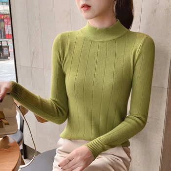 

2019 Women Sweaters New Fall Turtleneck Solid Long Sleeve Sweaters Winter Knitted Casual Pullovers Slim Elegant Basic Top