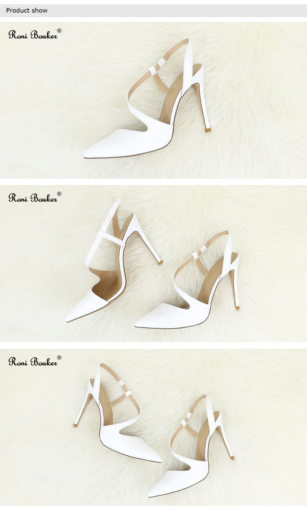 Roni Bouker; модные женские туфли ручной работы из натуральной кожи; женские белые свадебные туфли на высоком каблуке; женские вечерние туфли-лодочки на каблуке