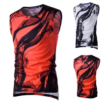 Новая мужская Спортивная футболка без рукавов в европейском и американском стиле, Мужская дышащая сетчатая майка с цифровой печатью, облегающая