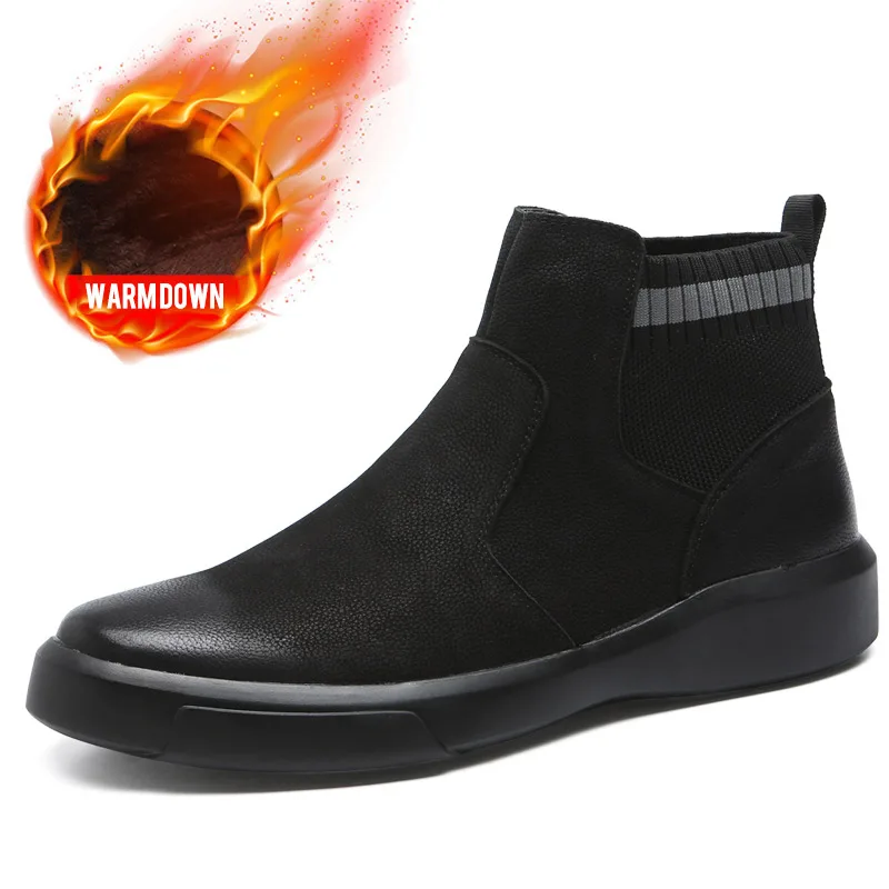 BJ2666BLM OSCO/мужские ботинки из натуральной кожи; сезон осень-зима; модная обувь; мужская деловая повседневная мужская обувь с высоким берцем - Цвет: BJ2666BLM