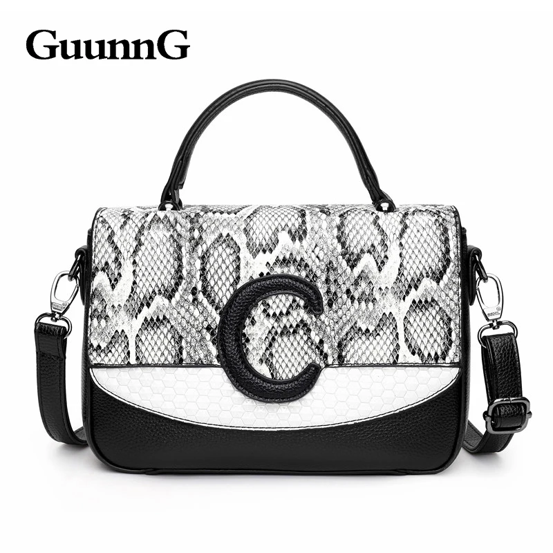 GuunnG новые модные стильные сумки из змеиной кожи с узором в виде полумесяца