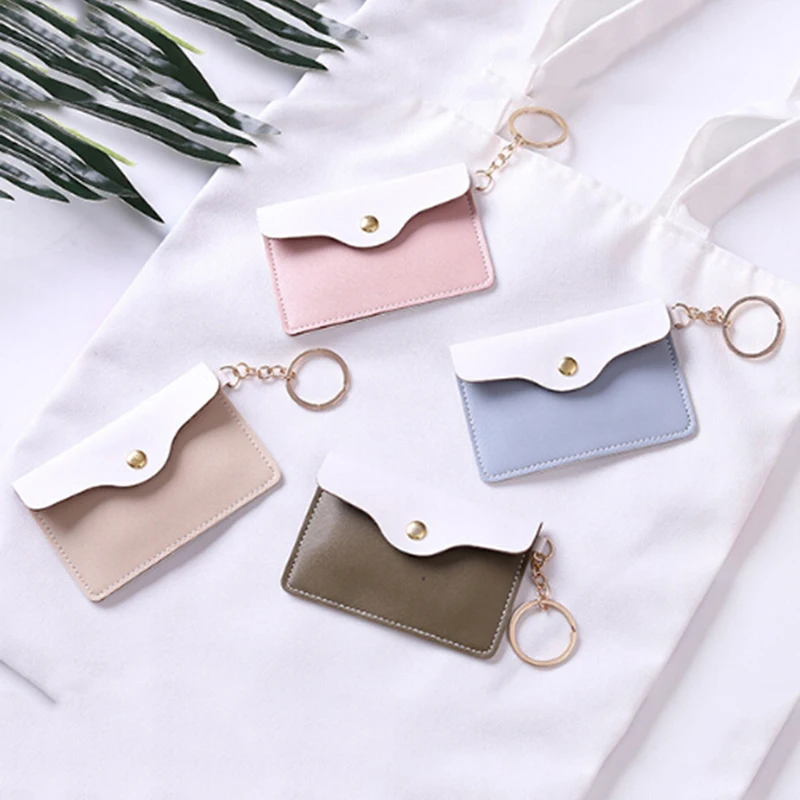 1Pc Candy Color Coin Purses Card Holder Purse Panelled Women Children Mini Change Wallets PU Leather Card Key Money Coin Bag