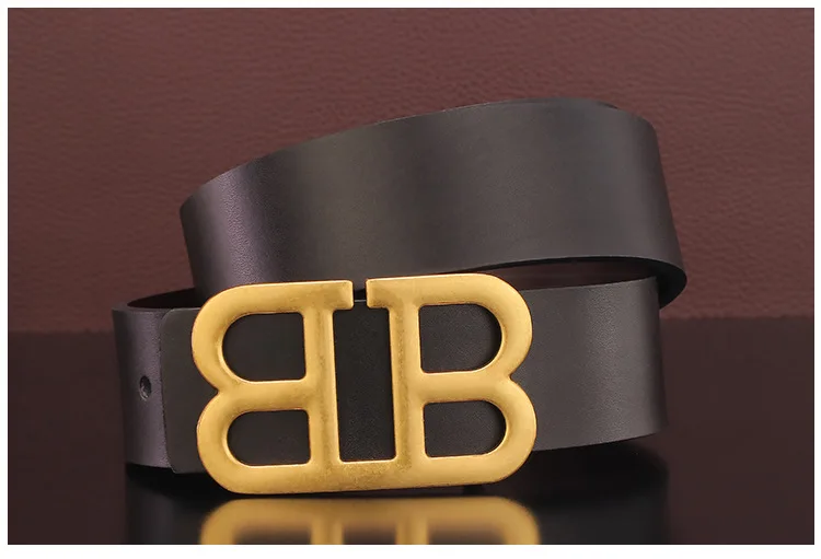 Men's Belts Luxury Brand Genuine Leather Strap Black for Mens Designer Brand High Quality Letter B Buckle Alloy Man Waistband genuine leather belt