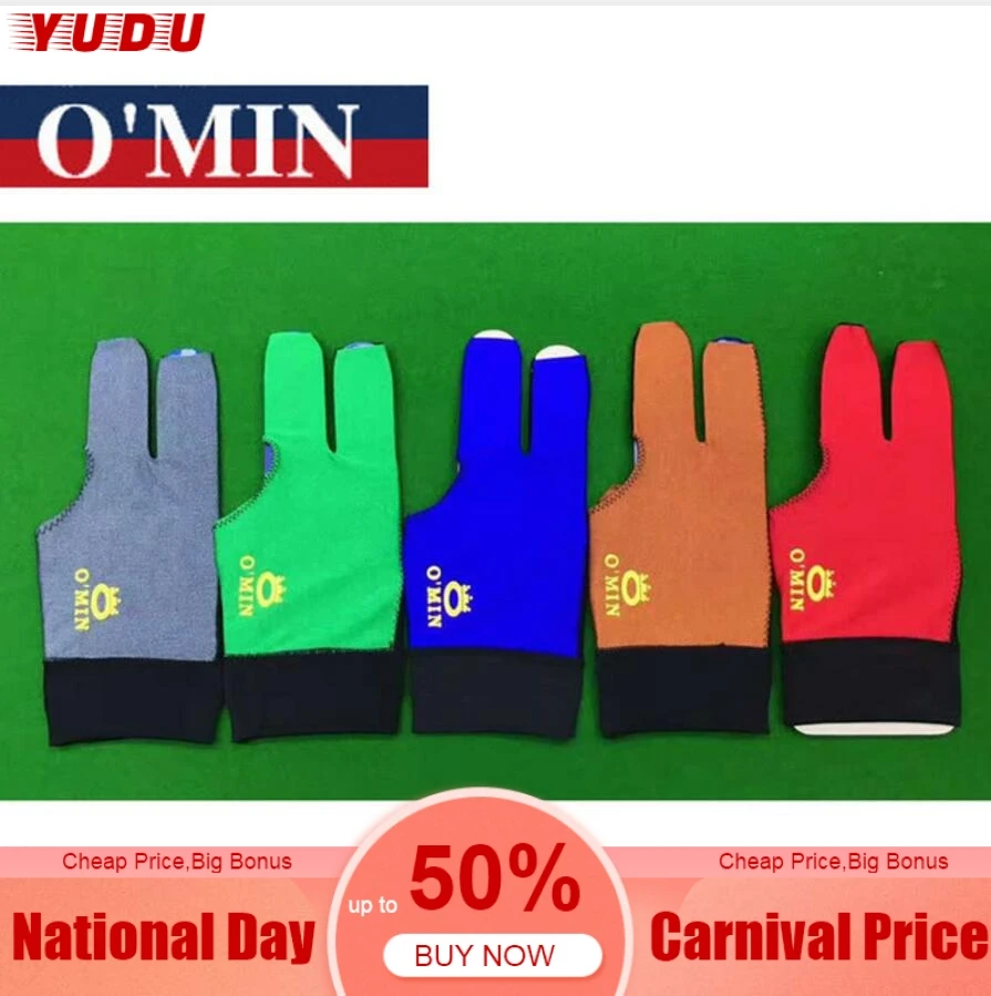 

O'min Quality Snooker Pool Glove Breathable Gray/Green/Blue/Orange /Red Colors Professional Durble Billiard AcessoriesChina 2019