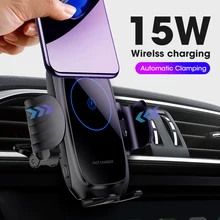 Cargador inalámbrico Qi de 15W para coche para iphone con montaje usb de inducción de sujeción automática de carga rápida sin cables para iphone 11 Samsung SIKAI(China)
