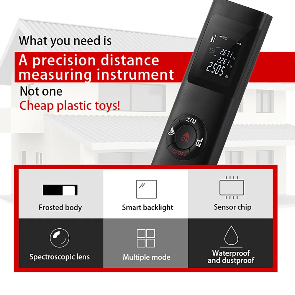 40M Digital Mini Distance Measuring Meter Rangefinder USB Charging Electronic Space Measure Device for Area Volume Distances | Инструменты
