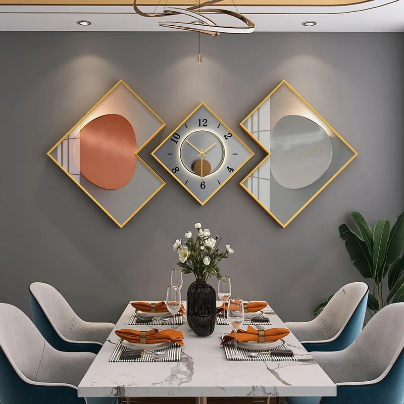 Atmosphere Silent Wall clock Restaurant Rhombus Crystal Porcelain painting Z1019-2  