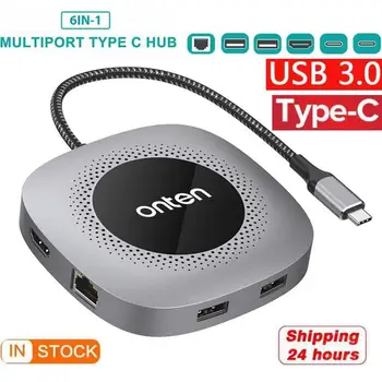 

Multi USB 3.1 Type-C Hub To HDMI Adapter 4K USB C Hub with USB Hub 3.0 RJ45 Lan PD Port for MacBook Samsung S8/9 Huawei Mate 10
