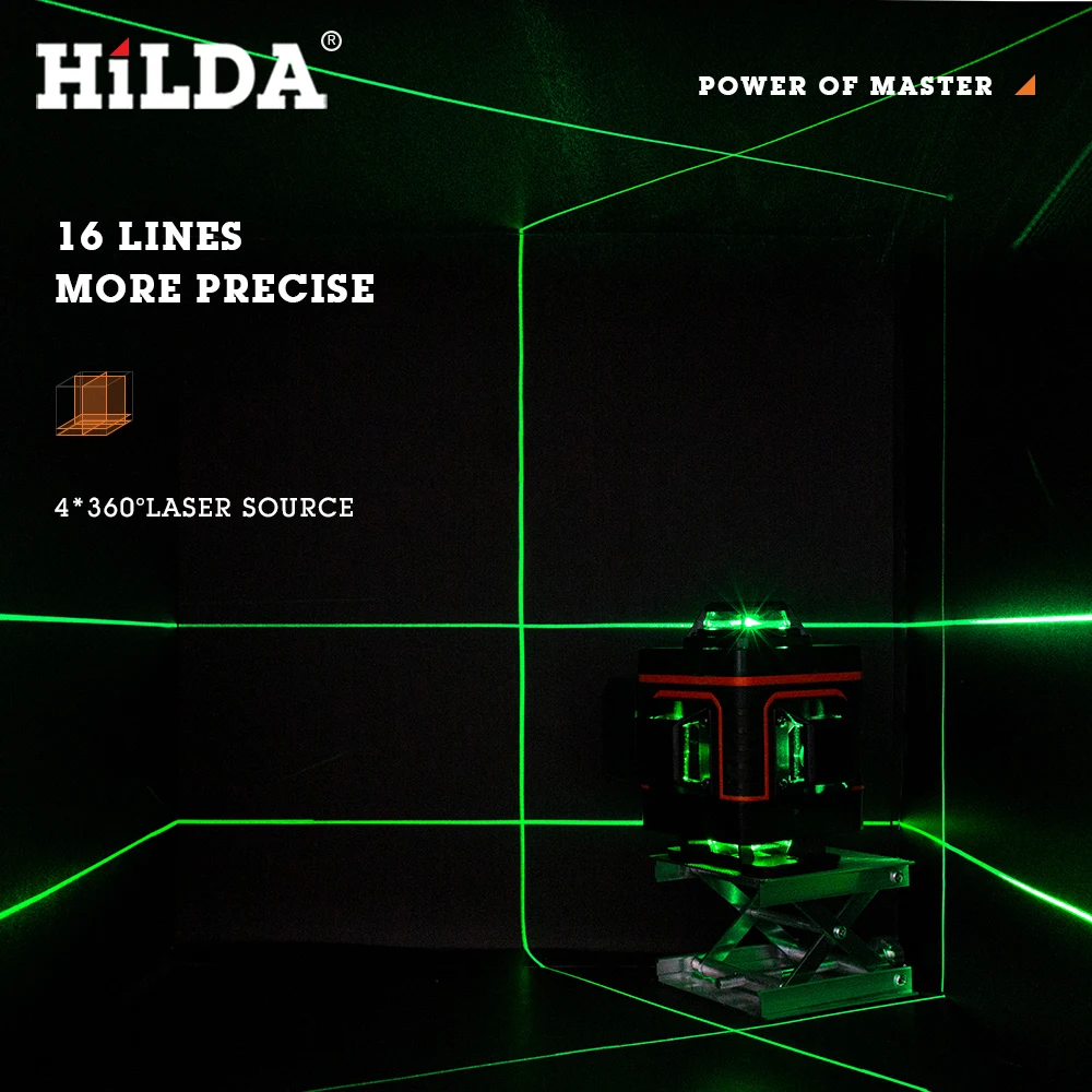 Laser Level HILDA 4D Laser Level cross line Green laser level self-leveling multipurpose level laser horizon vertical measure