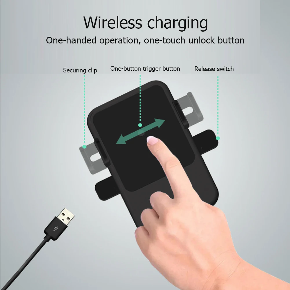 Qi Wireless Charger Dual USB Smart Quick Wireless Charger Universal Navigation Mobile Phone Bracket Cigarette Lighter Holder