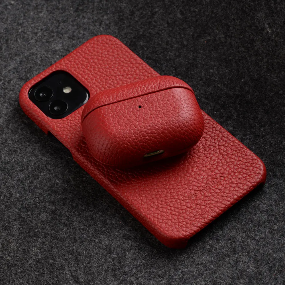 Couro genuíno para airpods pro caso bluetooth