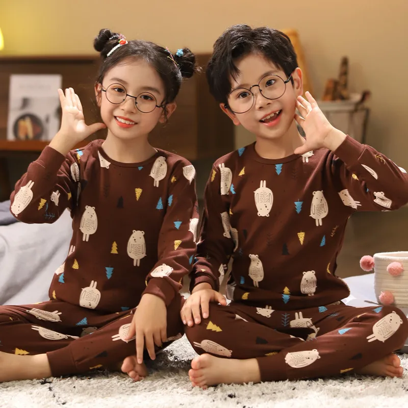 pajama sets cheap Autumn Cotton Pajamas For Children 2pcs Clothing Sets Winter Boys Sleepwear Toddler Girls Cat Pyjamas Kids Pijama Night suit designer nightgowns