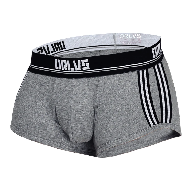 ORLVS Фирменное Мужское нижнее белье мужчины боксеры cueca masculina hombre Дышащие Боксеры быстросохнущие хлопковые calzoncillo мужские трусы-боксеры - Цвет: OR196-gray