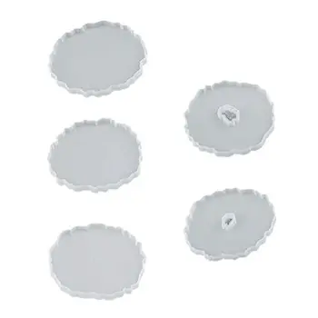 

5Pcs Crystal Epoxy Resin Mold Irregular Round Coasters Casting Silicone Mould