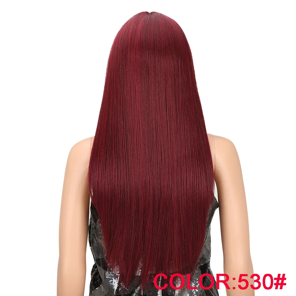 Волшебные волосы высокотемпературные волоконные волосы для женщин Омбре, с темными корнями в красный цвет, ручная вязка, прямой тип, синтетические волосы на фронте - Цвет: 530