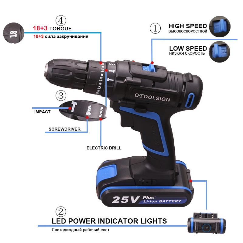 25V Cordless Screwdriver 2 Speed Multifunctional Electric Drill Hand Drill Drills With 38 Accessories For Drilling Screwing  (9)
