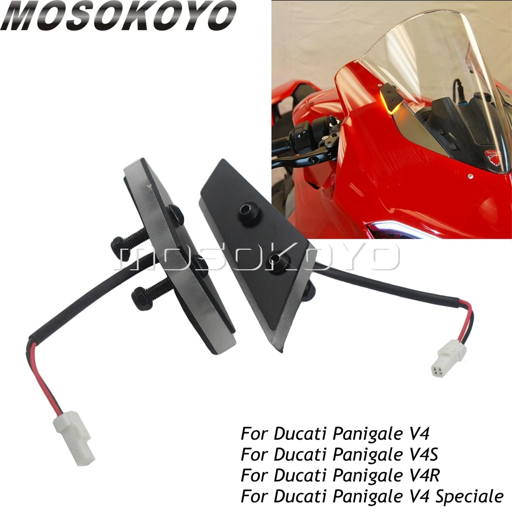 For Ducati Panigale V4 Speciale  Motorcycle Front LED Mirror Block Off Turn Signals Indicator Light For Ducati Panigale V4 S / R