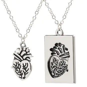 

Creative Valentine Puzzle Couple Jewelry Necklace Anatomical Heart Necklace for Valentine Day Gift Stainless Steel Chain Pendant