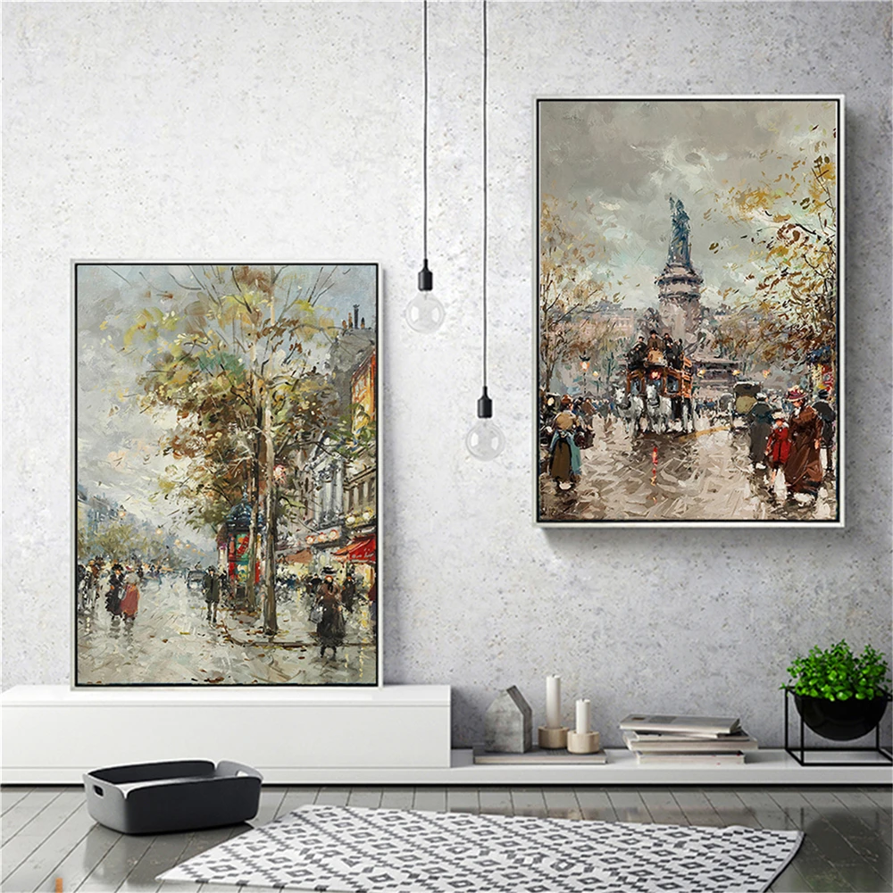 Classic Vintage Street Landscape Collection Canvas Art Print Painting Cultural City Wall Picture For Living Room Home Decor | Дом и сад