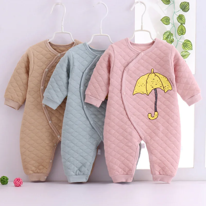 

Newborns Autumn And Winter Pure Cotton Romper Baby Padded Warm Crawling Clothes 0-1-Year-Old Infant Thick Winter Jumpsuit