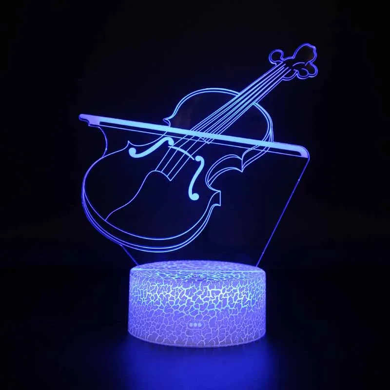 HQXING 3D Illusion Night Light Led USB 7 Colors Musical Instrument Night Lamp Violin Horn Piano Guitar Lamps Kids Gifts bright night light