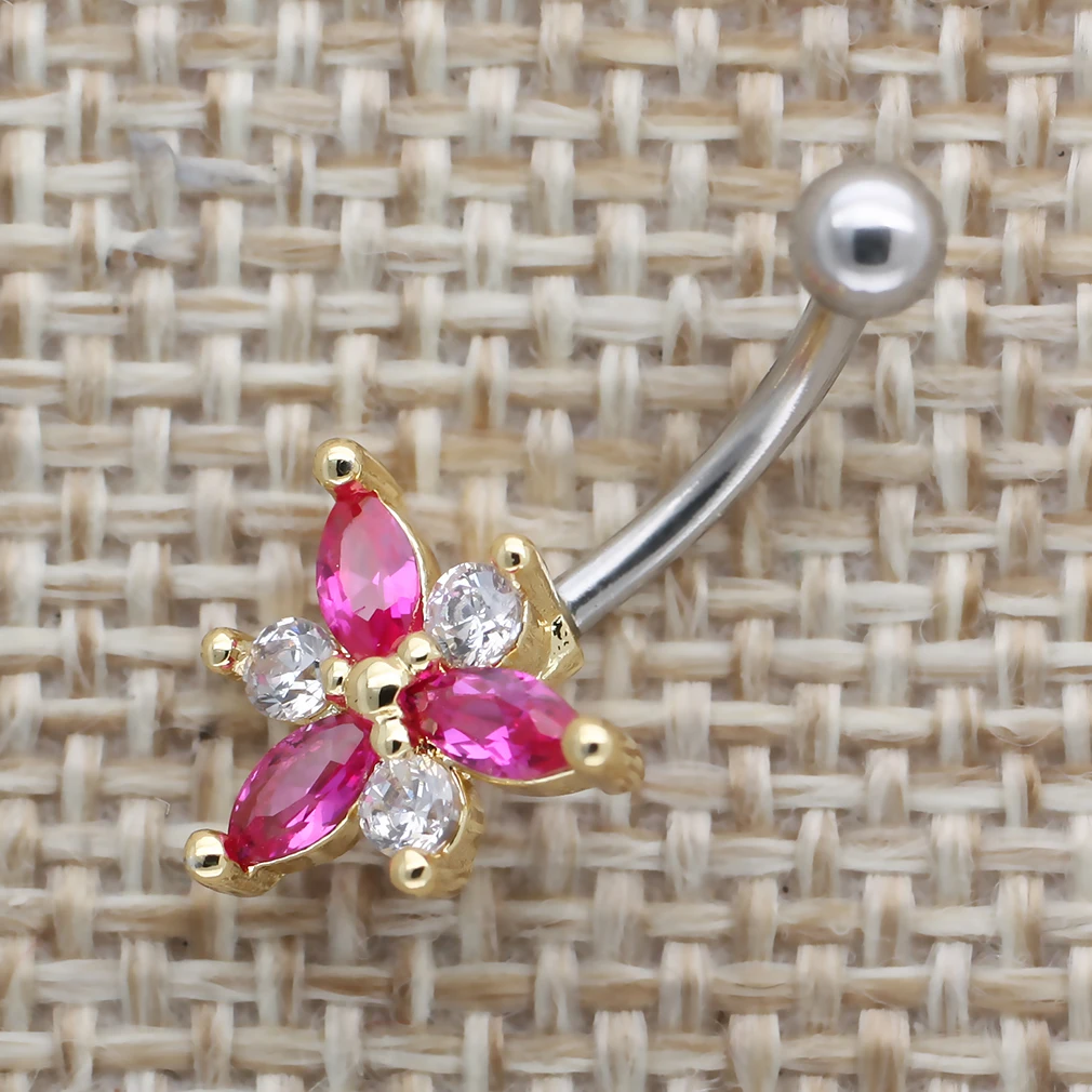 MUSI 16G Eyebrow Ring 316L Surgical SS Flowers CZ Body Jewelry Eyebrow Piercing