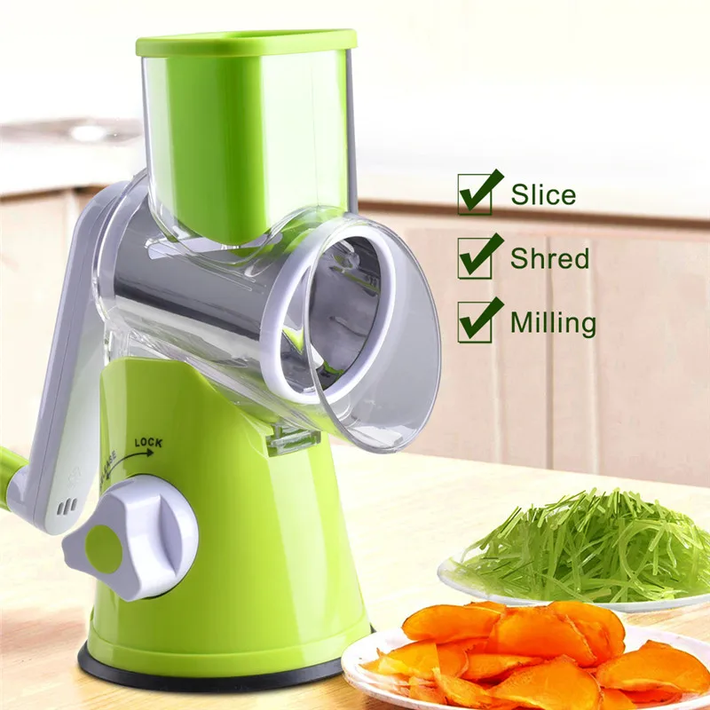 Billige TTLIFE Gemüse Cutter Runde Mandoline Slicer Kartoffel Karotte Reibe Slicer mit 3 Edelstahl Chopper Klingen Küche Werkzeug