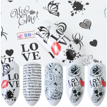 

1pcs Nail Art Sticker Love Text Girl Designs Summer Water Transfer Slider for Nail Art Decoration Temporary Tips TRBN877-888