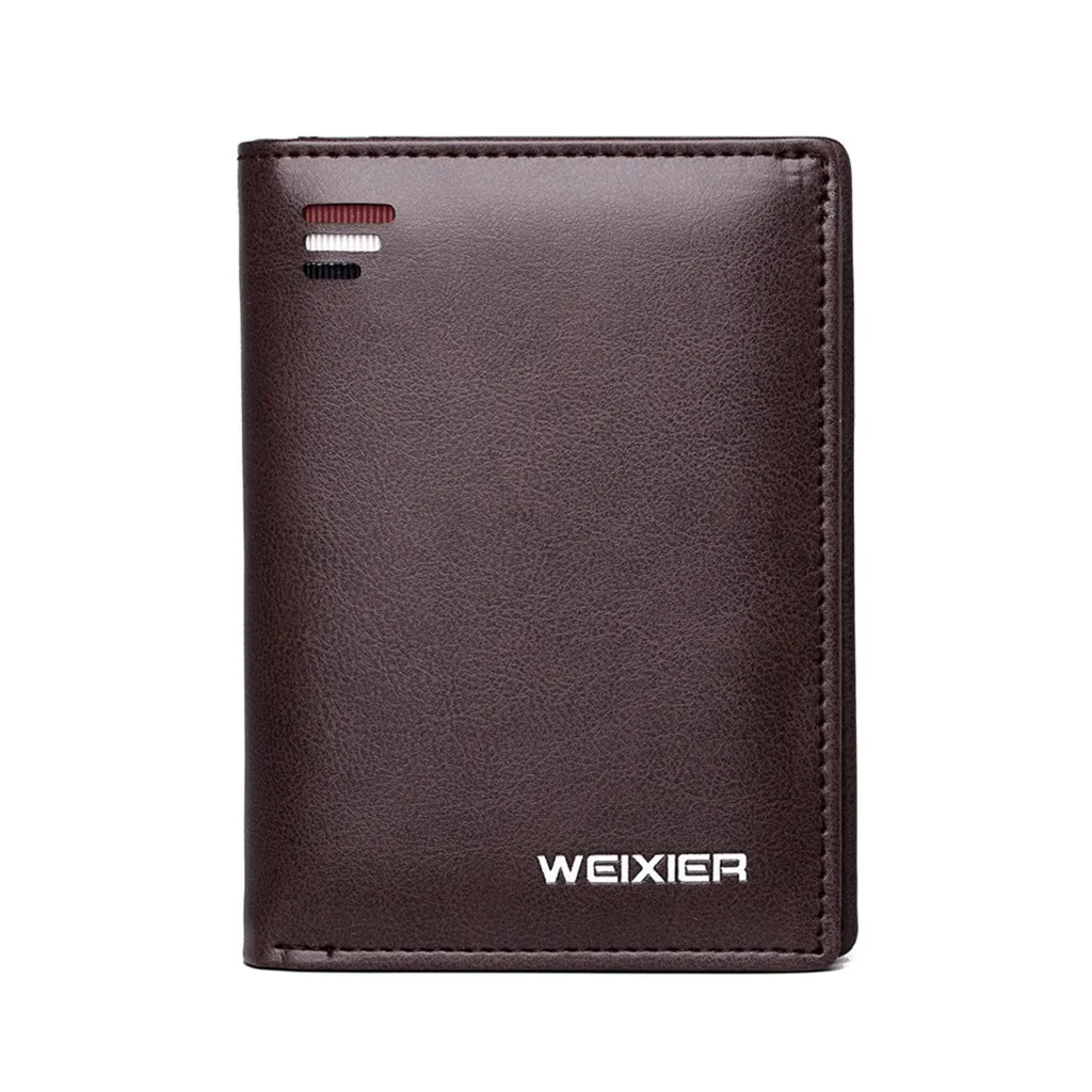 MAIOUMY Black Purse For Men Leather Men's Wallets Thin Male Coin Purse Clutch Hasp Retro Short Wallet package multi-card holder