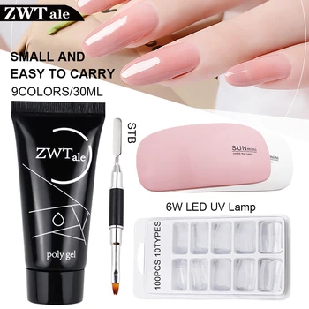 

PolyGel 30ml 9 colors Quick Building UV Gel Varnish Poly Gel Set With Lamp vernis semi permanant uv for manicure