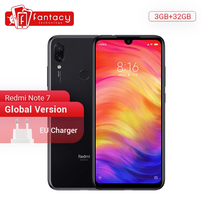 Глобальная версия Xiaomi Redmi Note 7 3GB 32GB Snapdragon 660 AIE 6 3 ''капли воды FHD экран мобильный