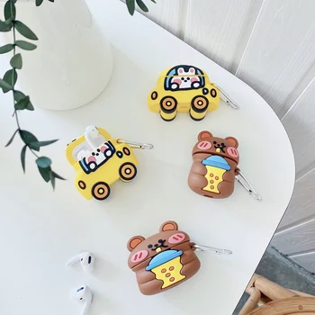 

For Airpods Pro 3D Cute Cartoon Bubble Milk Tea Bear Rabbit Car Case for Apple Airpods 1 2 pro Wireless Earphone Protector Cover