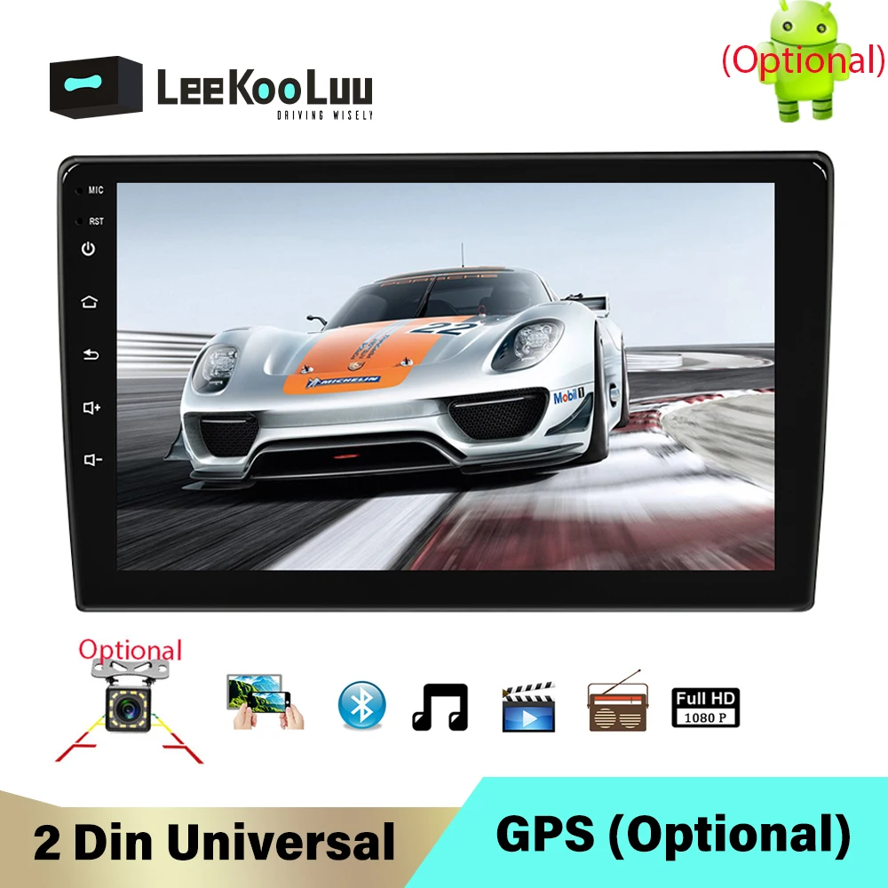 Автомагнитола LeeKooLuu 2 Din 9 &quot 2.5D сенсорный экран GPS навигация Опциональная Bluetooth