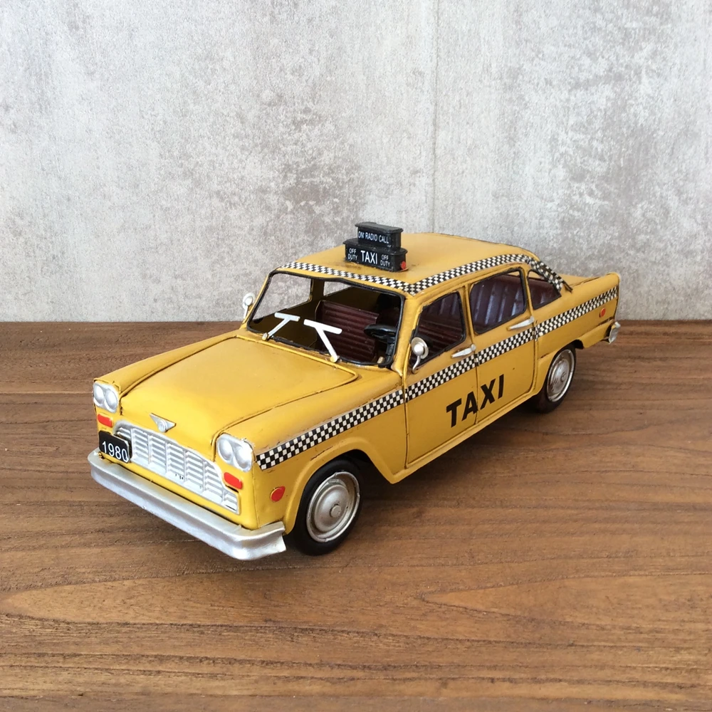 

Taxi Model Oldcar Vintage Ironwork Tin Retro Crafts Handmade Collection Handicraft Decorations Modelcar Gifts