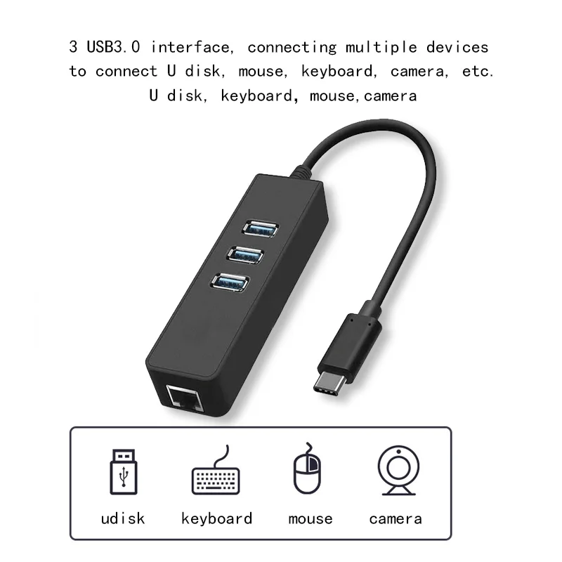 Basix USB C HUB Ethernet 3 Порты USB HUB 3,0 Тип C до Gigabit Ethernet LAN RJ45 адаптер проводной сетевой карты Usb C HUB Ethernet