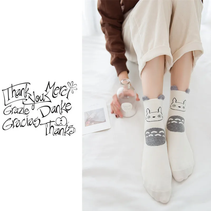 Description Picture 3 of item5 pairs lot pack women socks The New arrival Stereo ear cartoon animals happy funny cotton cute socks Feather yarn socks